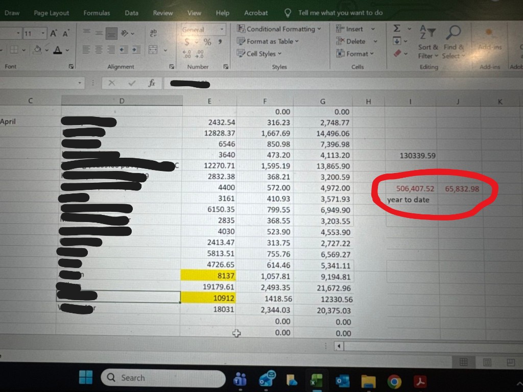 Year-to-date revenue screenshot from Robert